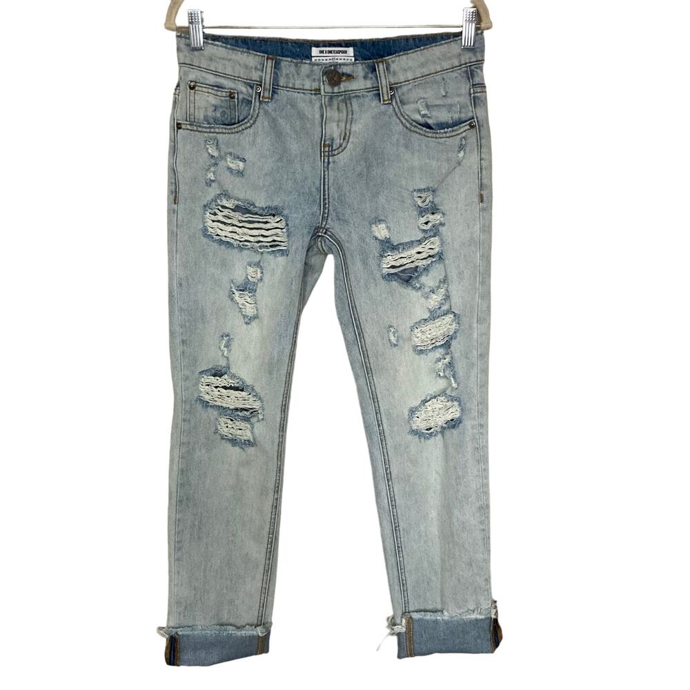 One Teaspoon Distressed Awesome Baggies Relaxed Leg Jeans Boyfriend Size 28